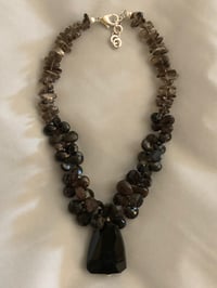 Image 3 of smokey topaz and black onyx necklace
