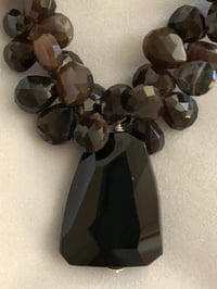 Image 1 of smokey topaz and black onyx necklace