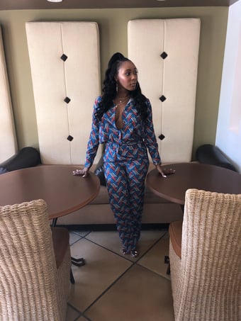 Image of Geometric Print Pant Set