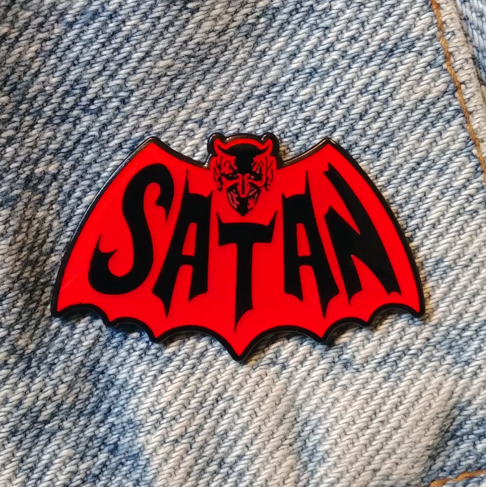 Image of Satan Bat Man 1.5 inch Logo Enamel Pin