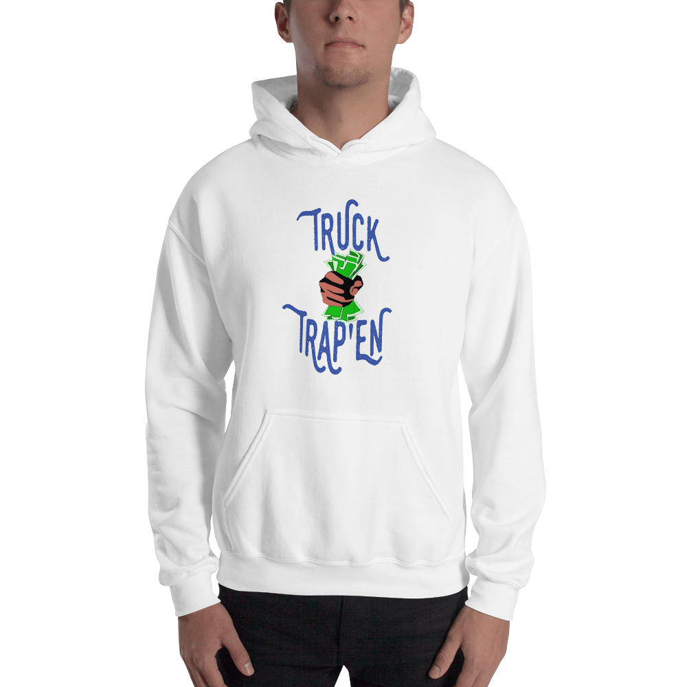 Image of TRUCK TRAP'EN WHITE HOODIE