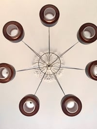 Image 2 of Large Scale Mid-Century Chandelier of Satin Glass and Copper