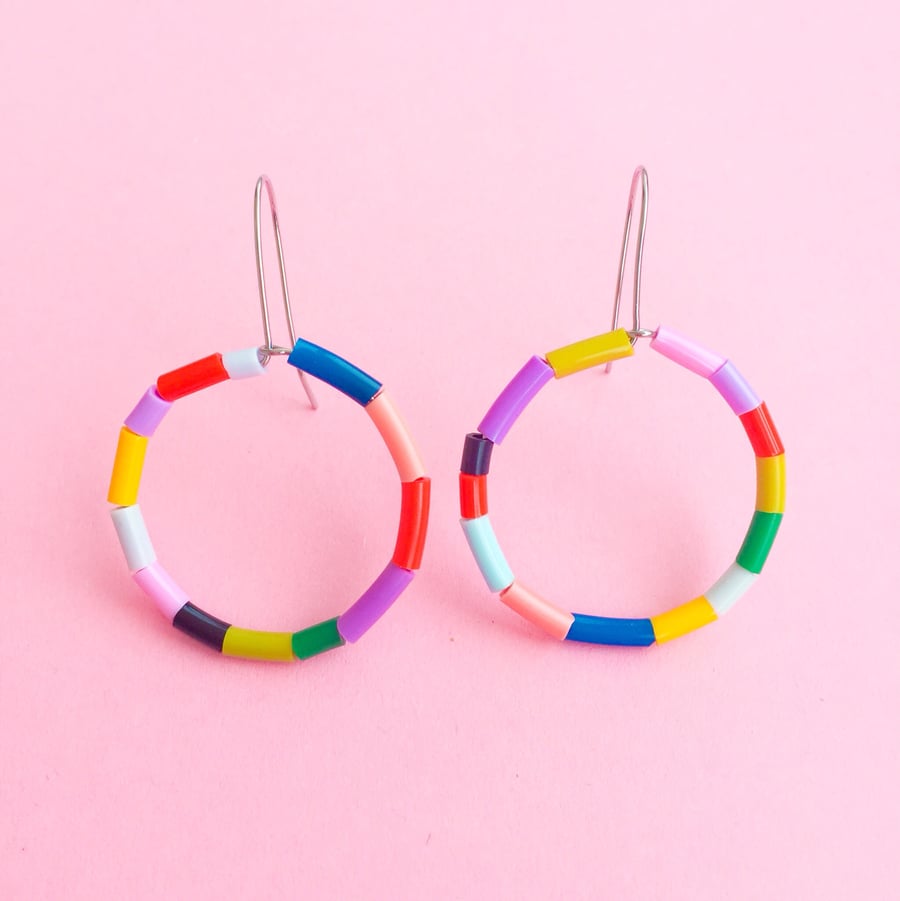 Image of Mini fruit loop hoop earrings