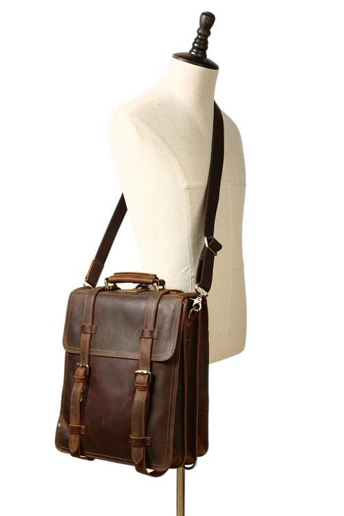 Image of Vintage Brown Rustic Leather Rucksack Backpack, Messenger Bag, Sling Shoulder Bag YD8062