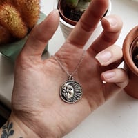Image 3 of Silver Half Moon  & Sun Pendant Necklace