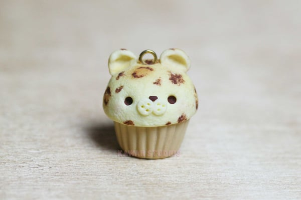 Image of Leopard Polymer Clay Cupcake Charm