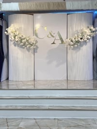 Image 3 of Elegant Sweetheart Table Backdrop with Floral Design – Available for Rent