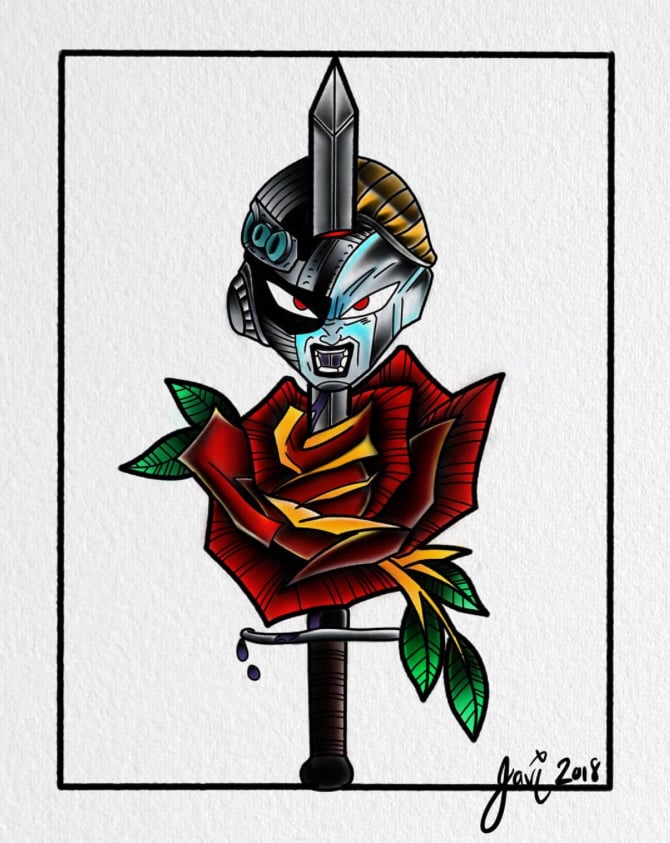 Image of 11x14 Print Neo-Traditional Rose x Frieza