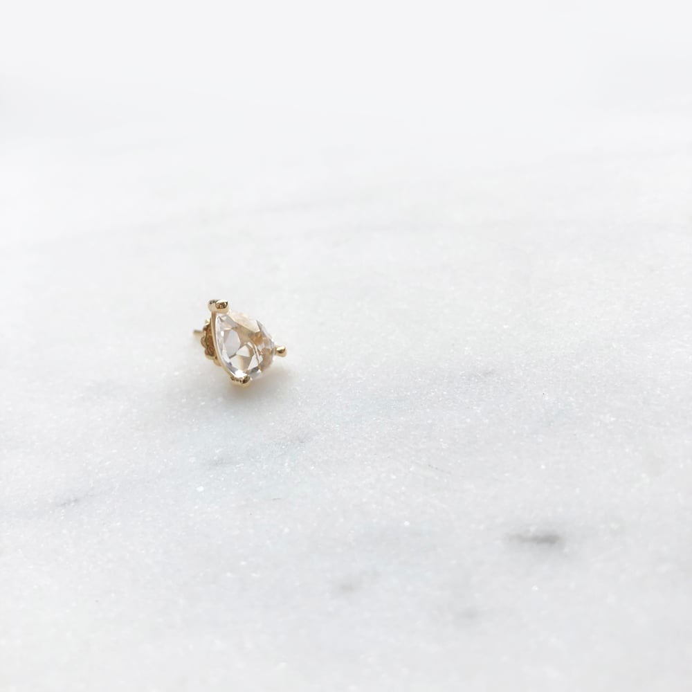Image of White Sapphire Pear Stud Earring (Single piece)