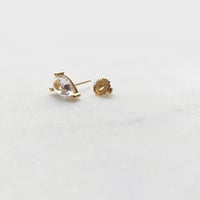 Image 3 of White Sapphire Pear Stud Earring (Single piece)