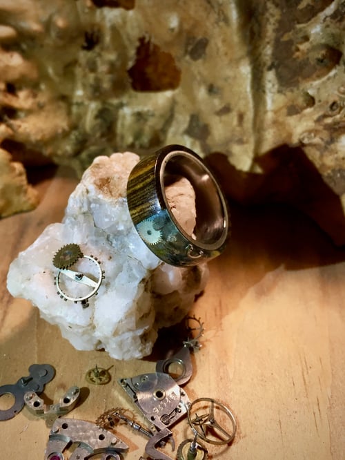 Image of "Pieces of Time" bocote wood/resin ring