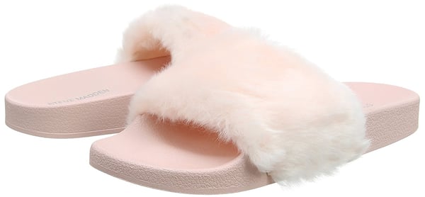 Image of Pink Furry Steve Madden Slides