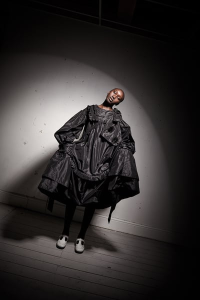 Image of Black Silk Taffeta Pleated Dress