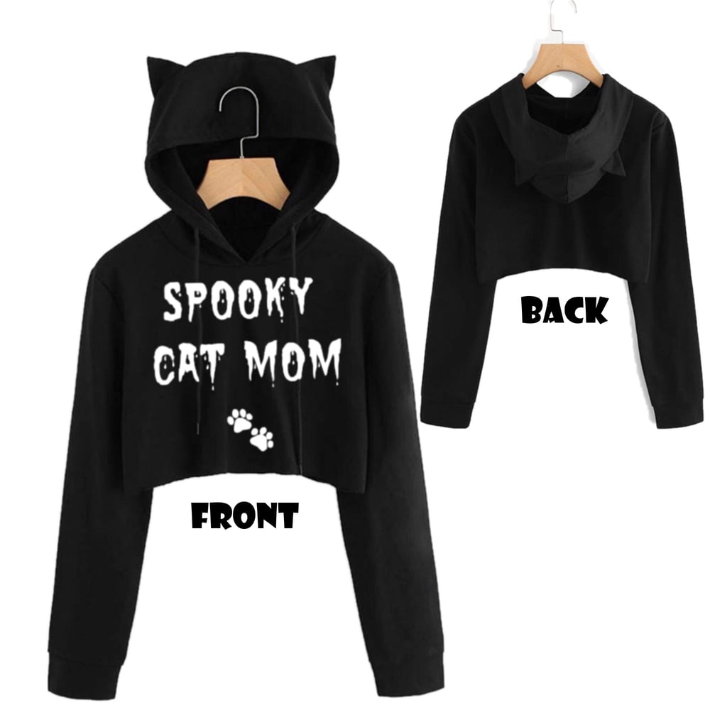 Spooky Cat Mom Cropped Hoodie