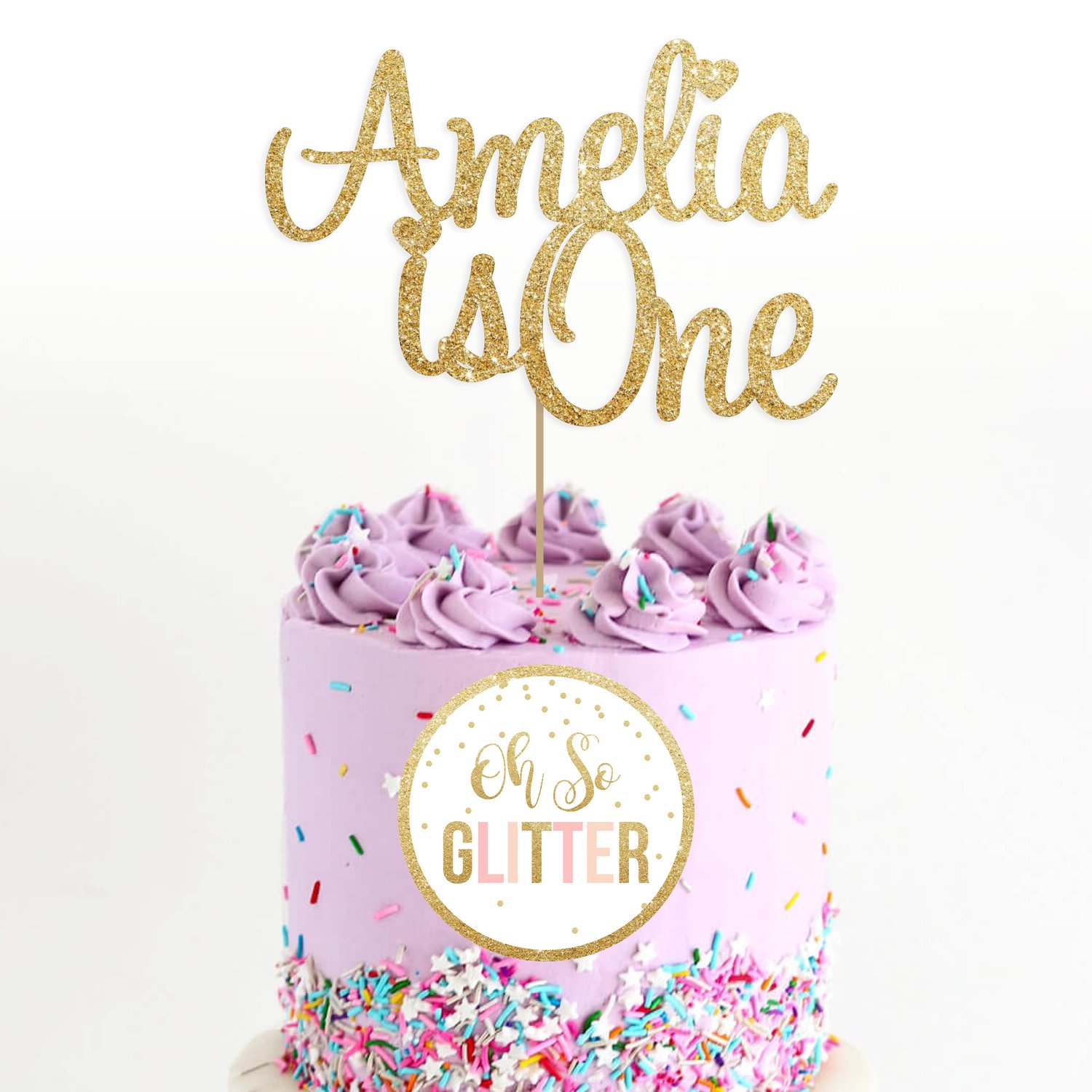 Image of Custom glitter cake topper - any name / age