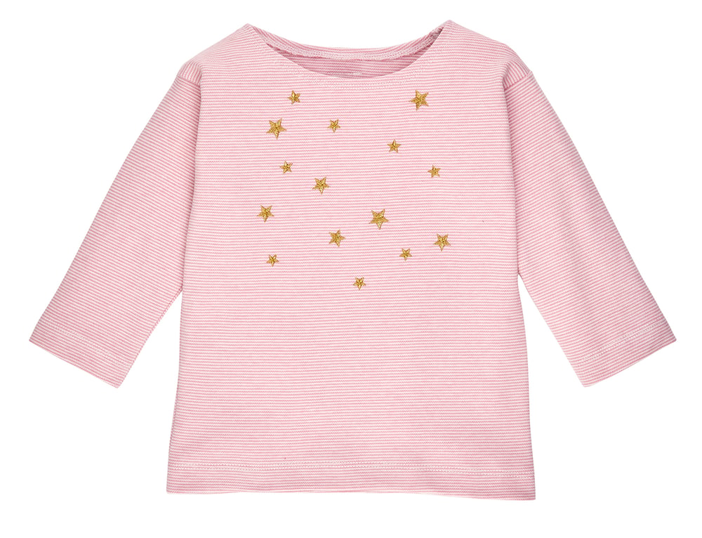 Image of SALE T-shirt rose gestreift mit goldenen Sternen 