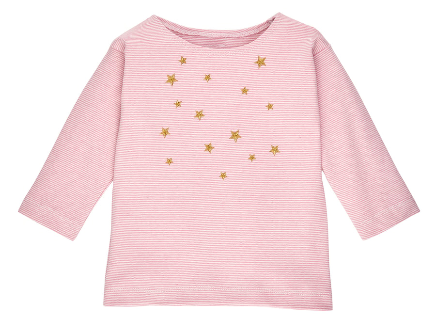 Image of T-shirt rose gestreift mit goldenen Sternen Art.235226 (E)