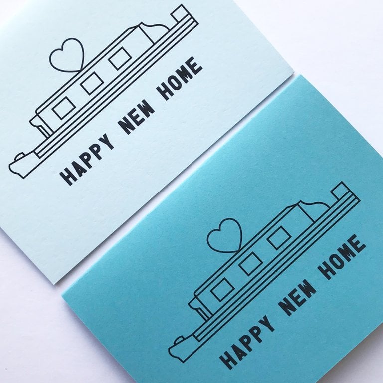 Image of NARROWBOAT HOUSE BOAT CANAL BOAT NEW HOME CARD BY fingsMCR