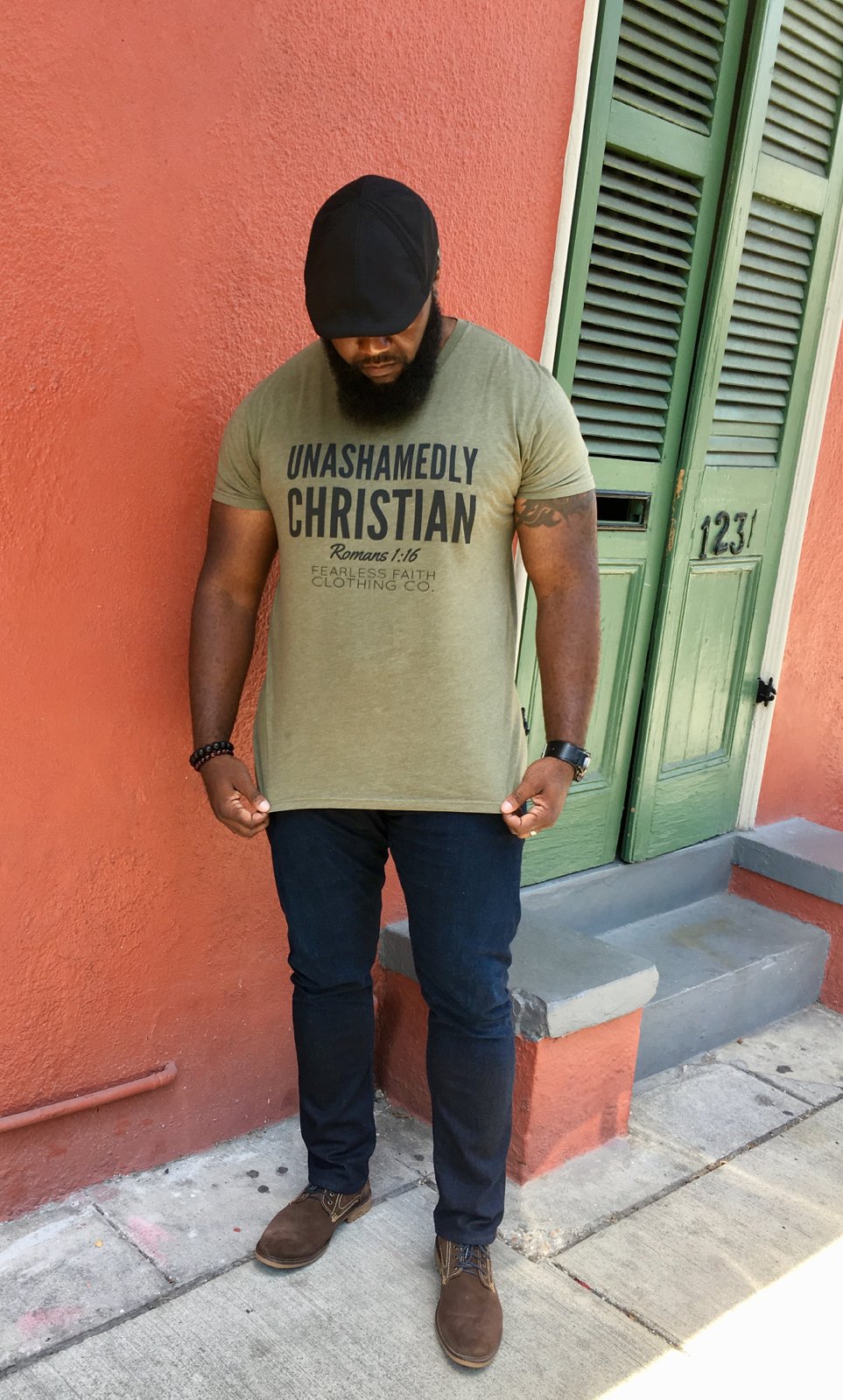 Image of Unashamedly Christian Military Green T-Shirt