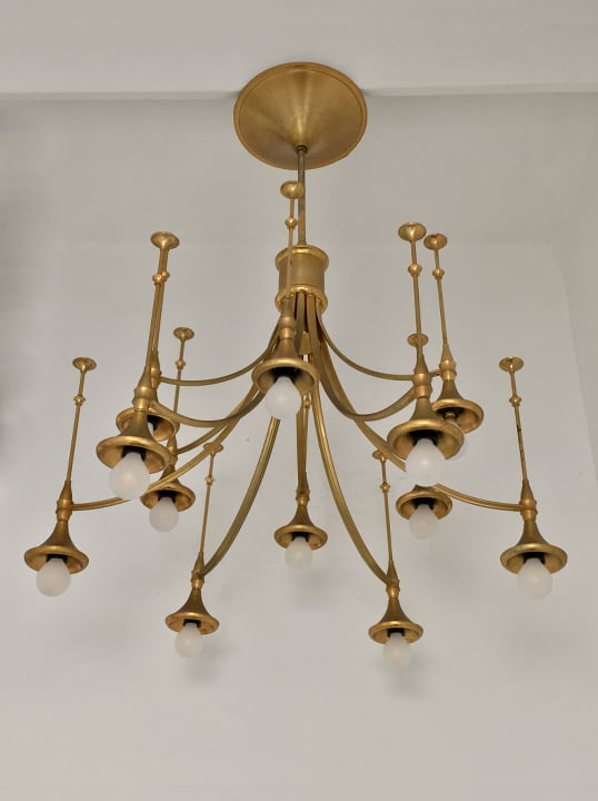 Image of Gold Lacquered Chandelier, Italy 1960s