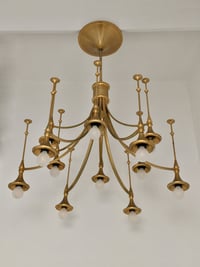 Image 1 of Gold Lacquered Chandelier, Italy 1960s