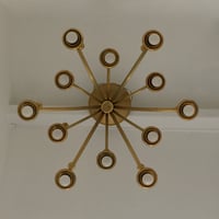 Image 2 of Gold Lacquered Chandelier, Italy 1960s