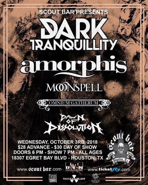 Image of Concert Ticket: Dark Tranquillity/Amorphis with Dawn of Dissolution