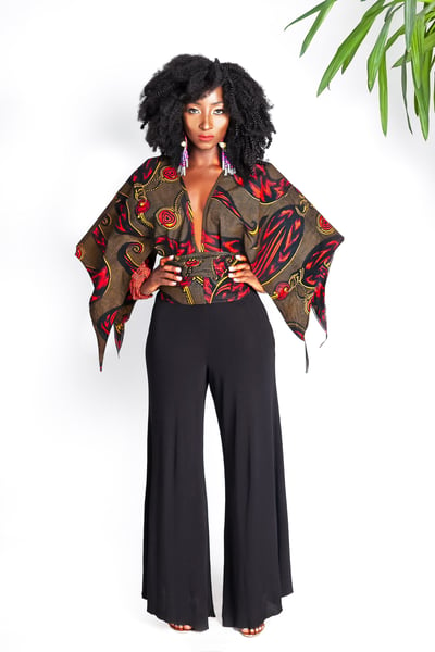 Image of Sabrina Plunge Neck Wrap Top