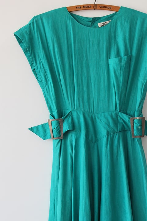 Image of SOLD Buckles And Flowy Skirt Dress