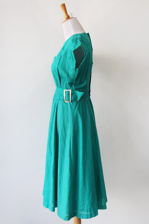 Image of SOLD Buckles And Flowy Skirt Dress