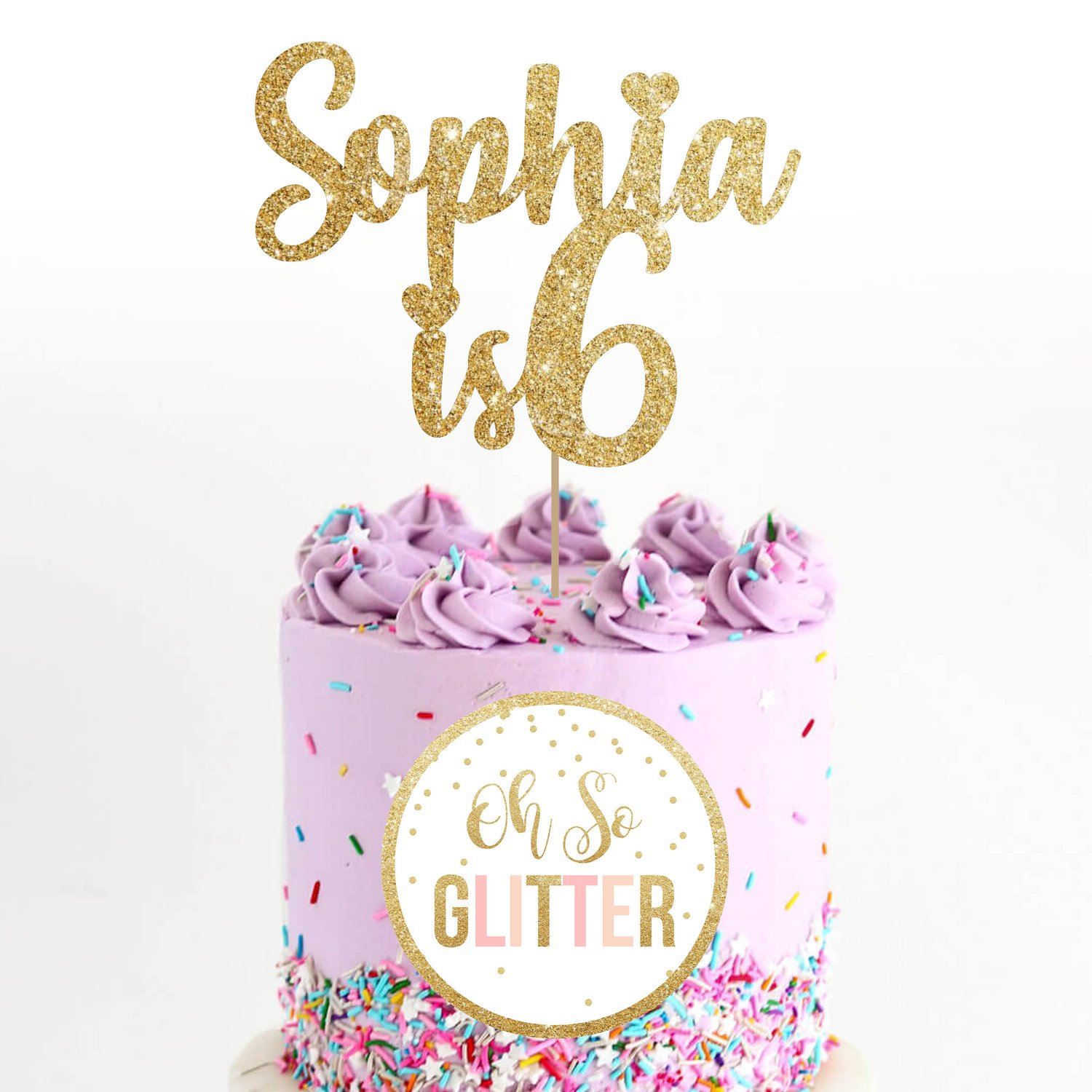 Image of Name is Age - glitter cake topper