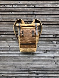 Image 2 of Convertible backpack into bike pannier in waxed canvas / bike accessories