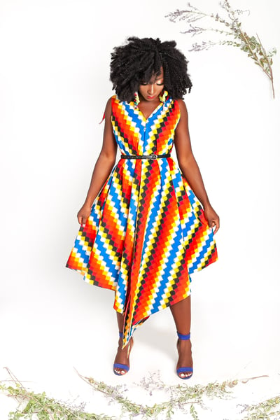 Image of Nessa Multi Coloured Kite Style Midi Dress