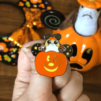 Image 1 of Pumpkin Porg Mouse - Glow in the Dark - soft enamel pin - Halloween Mouse - MNSSHP fantasy pin