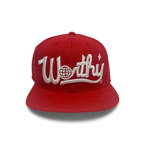 Image of Worthy Script Snapback Hat Red