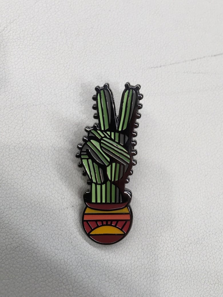 Image of Cactus hands “PEACE” enamel pin