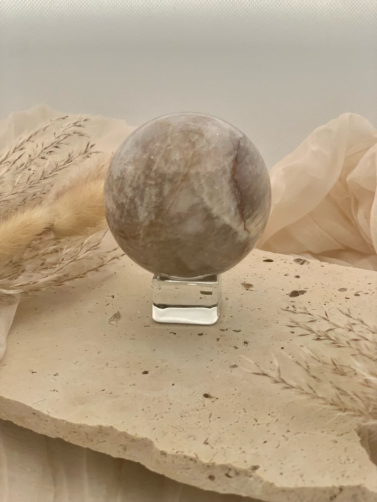 Image of Moonstone w/ sunstone sphere 