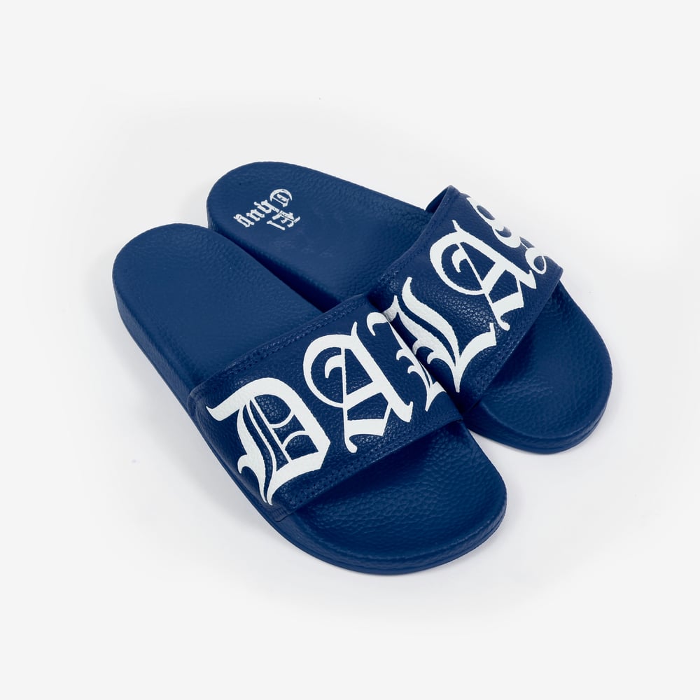 Image of DALLAS NAVY SLIDES ADULT &  KIDS (NOW SHIPPING)