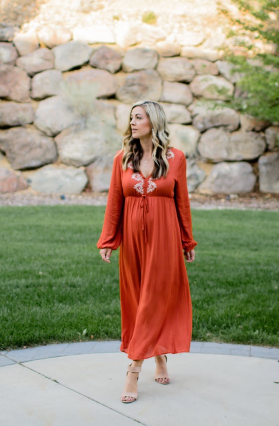 Image of Burnt Orange Embroidered Dress 