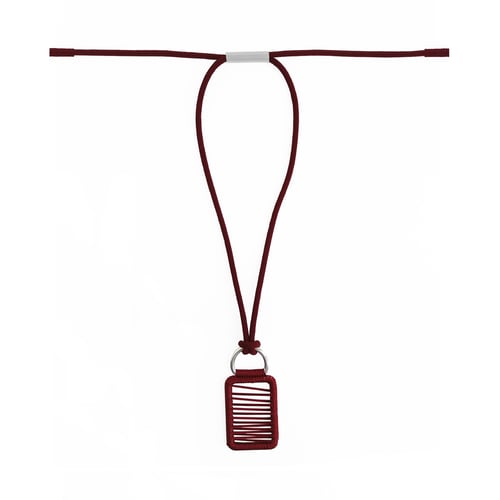 Image of pendant woven necklace #1643, color 1S, 3S or 10B (limestone/silver, garnet/silver or carbon/bronze)