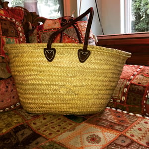Image of French market bag natural straw .