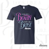 Pinkingz Bowling T-Shirt - Look Like a Beauty Bowl Like a Beast! - Navy Blue Ladies V- Neck