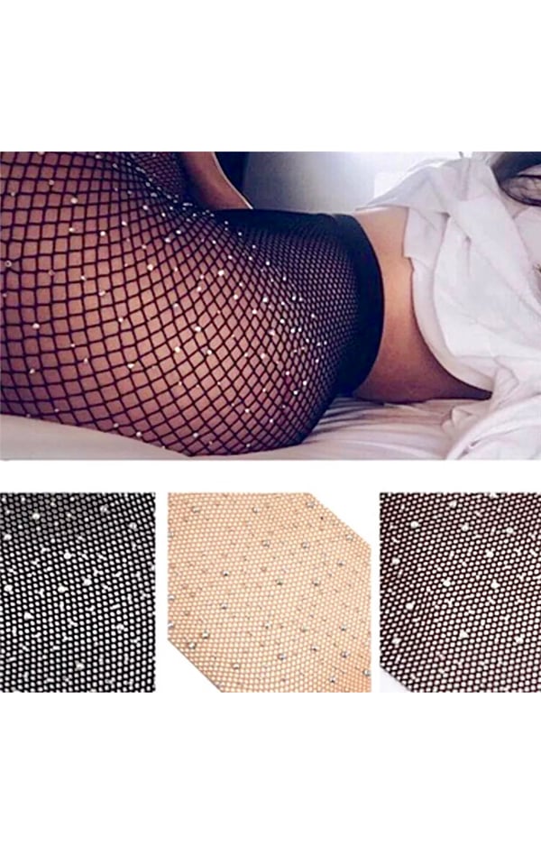 Image of Rhinestone Fisnet Pantyhose