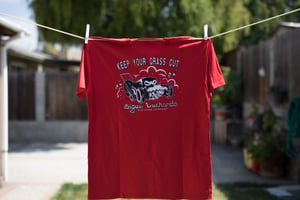 Image of “Keep Your Grass Cut” Red Tee