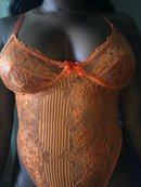 Image of Floral Lace Bodysuit-Orange