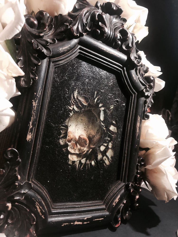 Image of 'FOETAL SKULL OF NASCENCY' [ UNIQUE PRINT - { 1/1 } ] HAND EMBELLISHED MUSEUM ARCHIVAL PRINT W/ MIXE