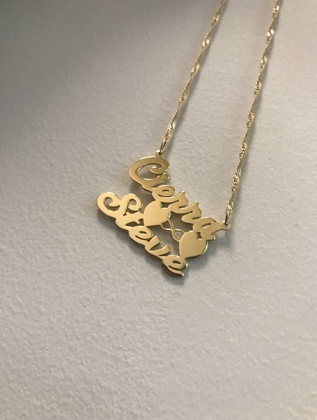 Two Name Necklace W/2 Hearts | JewelzByD