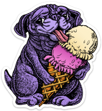 Pug eating Ice Cream Sticker