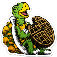 Turtle eating a waffle Sticker