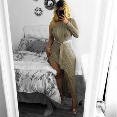 Image of Sweater one sided slit dress 